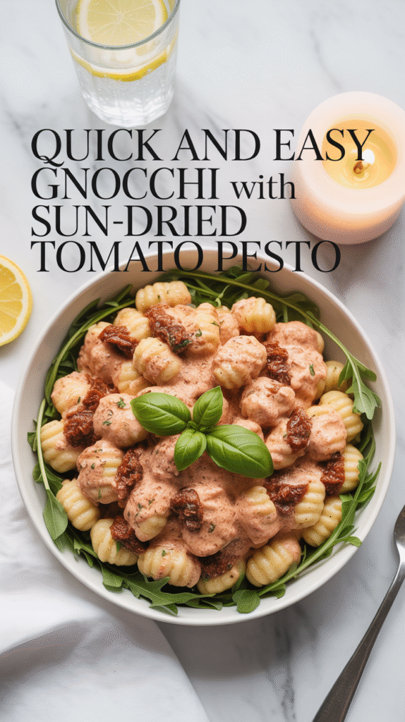 Gnocchi with Sun-Dried Tomato Pesto and Arugula: 2 Cozy Ways a bright overhead lifestyle food photogr gko0jam1rselk ex4emroa h27kpgskrkmvrhk38wjenq