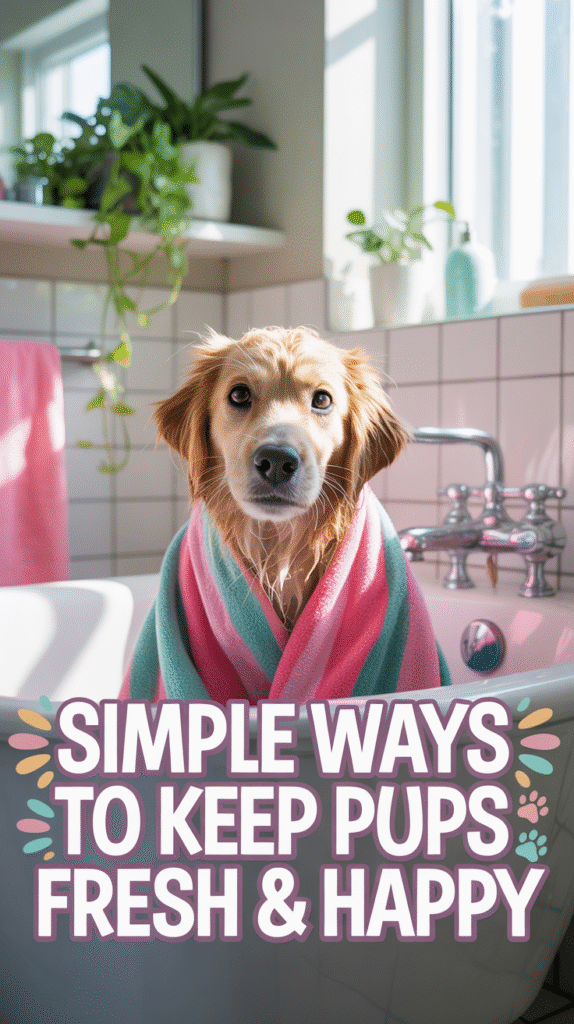 Dog grooming essentials including pet wipes and paw balm