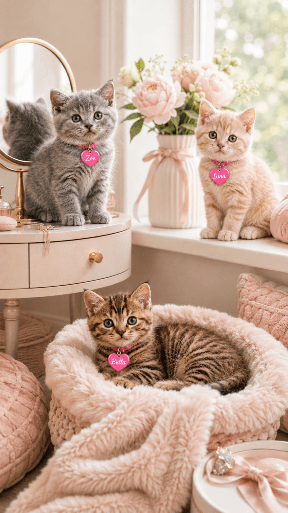 Three cute kittens in cozy setting