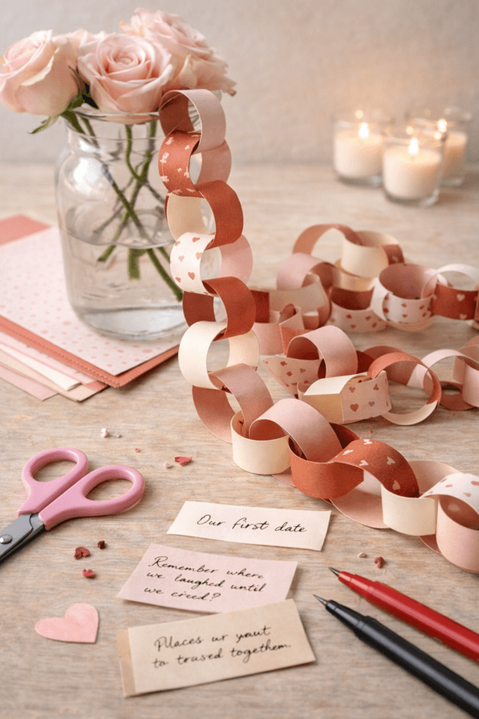 diy paper chain garland in soft colors