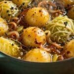 Irish Comfort Stew: Warm, glistening pot of braised cabbage, potatoes & onions in broth&mdash;quick for weeknights. Save this idea so you can come back to it later.