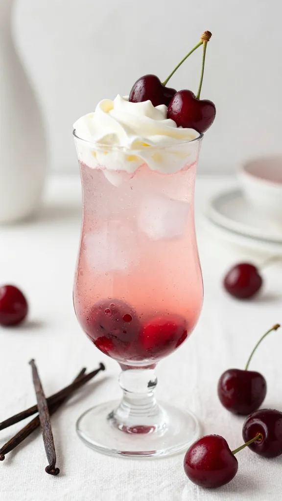 Cherry Vanilla Cream Soda, a kid-friendly spring and easter mocktail.