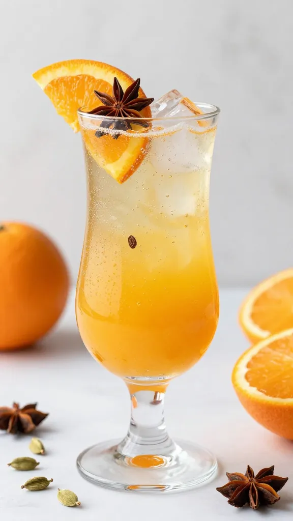 Orange Cardamom Sparkler, a spiced spring and easter mocktail.
