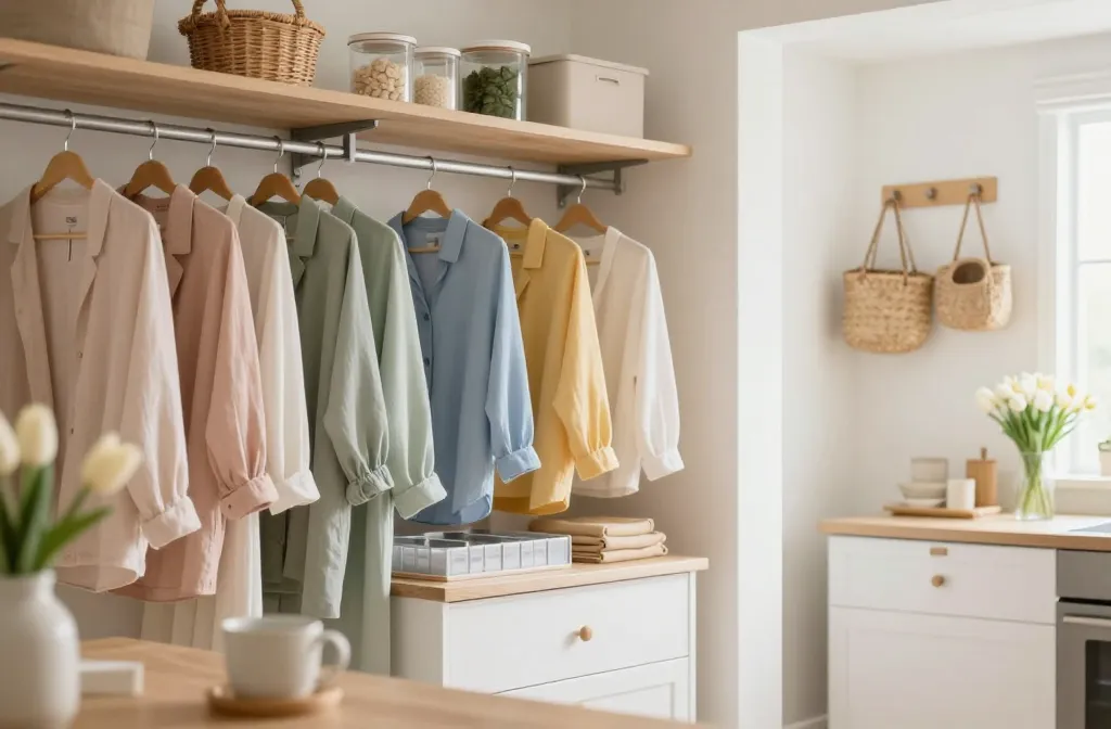 A beautifully organized modern home featuring a white closet system and pegboard, showcasing genius spring home organization ideas for a clutter-free refresh.