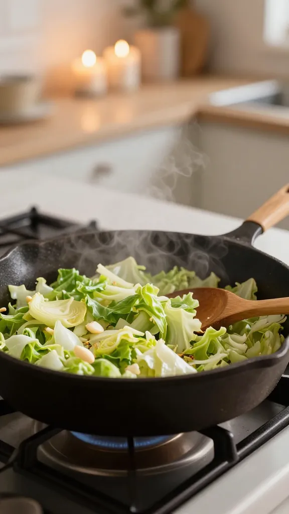 Fresh green cabbage head on wooden cutting board