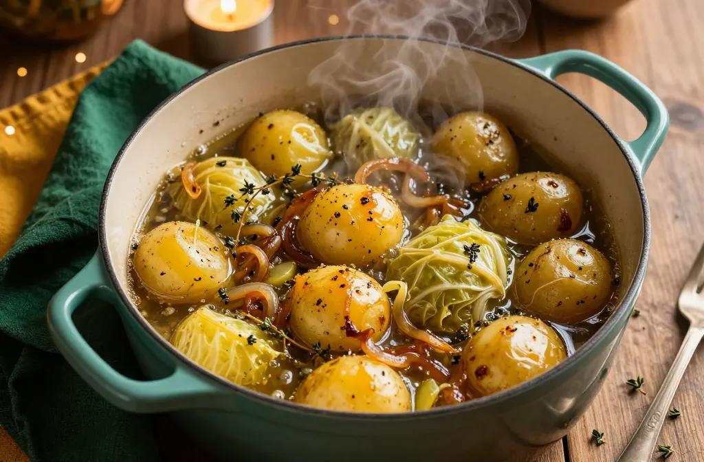 Rustic Irish Braised Cabbage and Potatoes for St. Patrick's Day.
