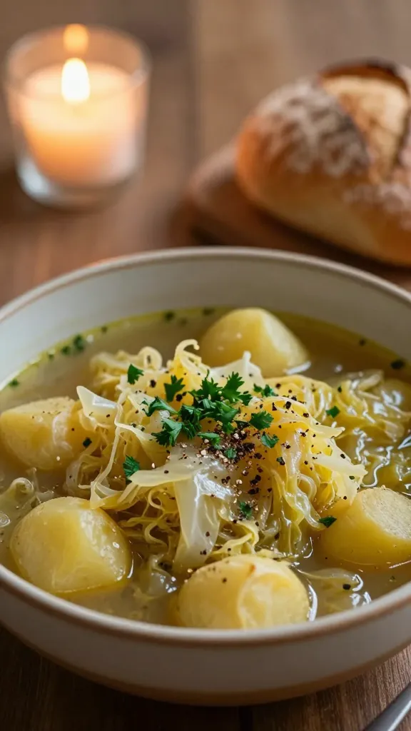 Steam rising from braised cabbage wedge with caramelized onions