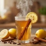 Wellness Tea Elixir: Inviting, aromatic glass topped with lemon and cinnamon, surrounded by spices&mdash;boost immunity today. Save this idea so you can come back to it later.