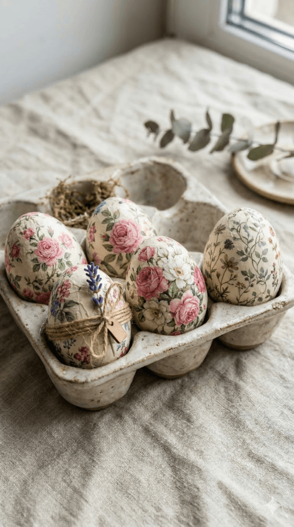 Decoupage Floral Easter Eggs