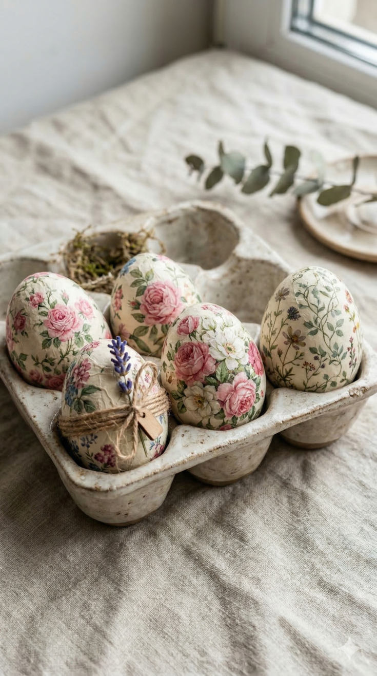 Decoupage Floral Easter Eggs
