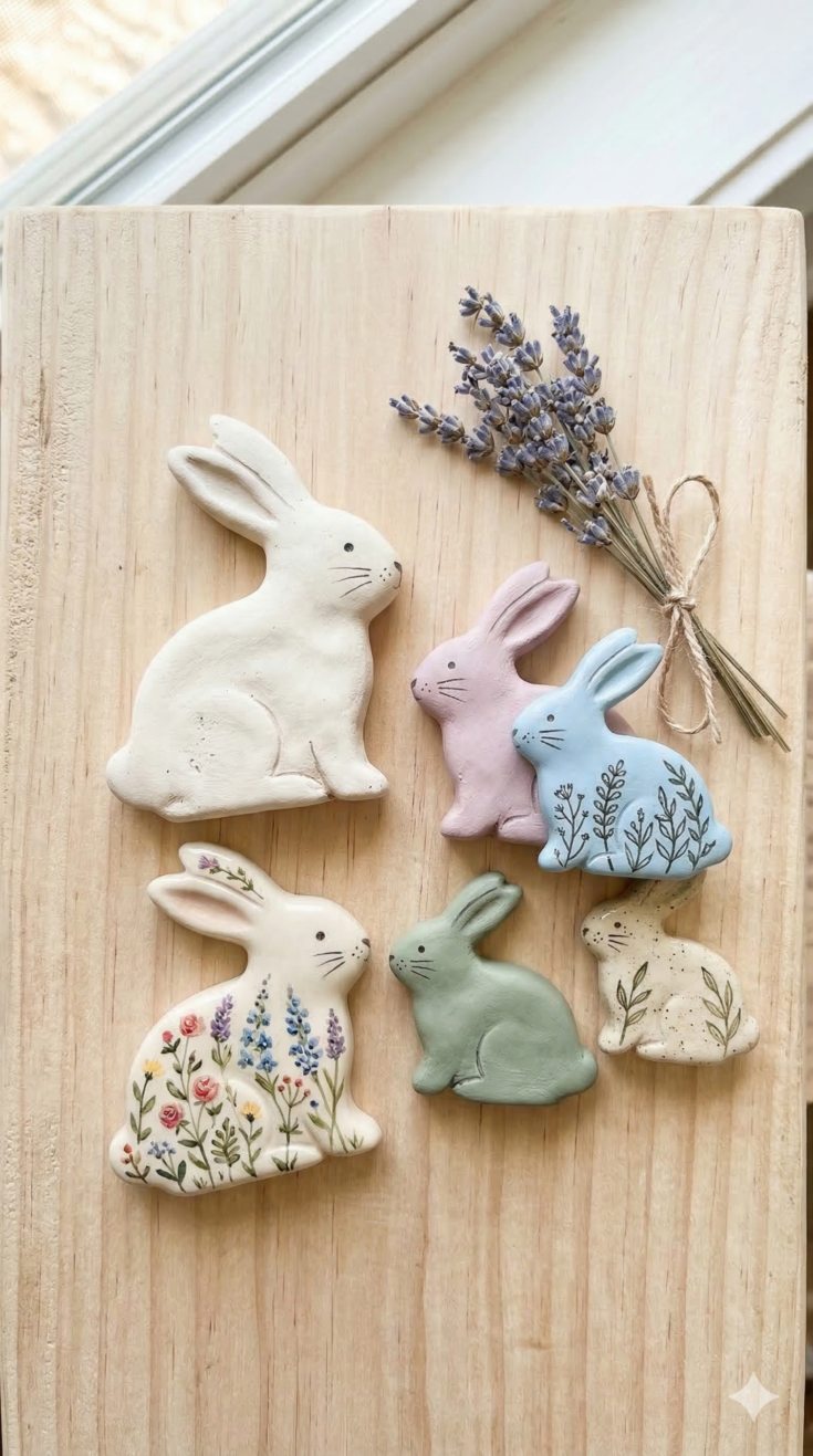 Air-Dry Clay Bunny Decorations