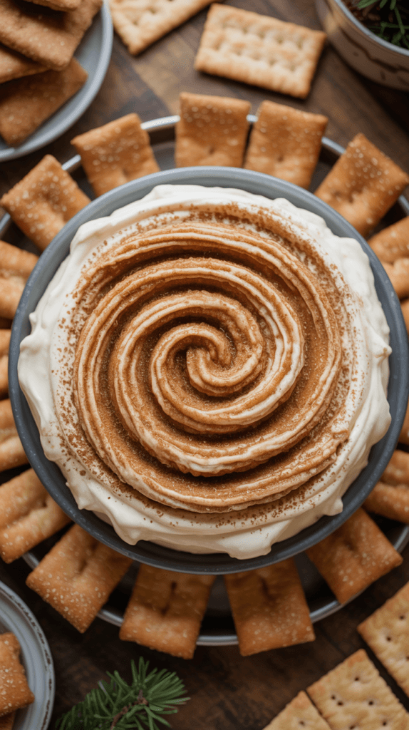 No-Bake Cinnamon Pie: Creamy, spiral-topped pie with crisp crackers, fresh greens&mdash;ideal for easy spring treats. Save this idea so you can come back to it later.