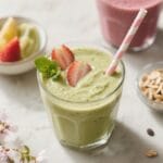 Protein-Packed Vegan Smoothie: Creamy, vibrant glass with berries, mint, and oats; energizing for breakfast. Save this idea so you can come back to it later.