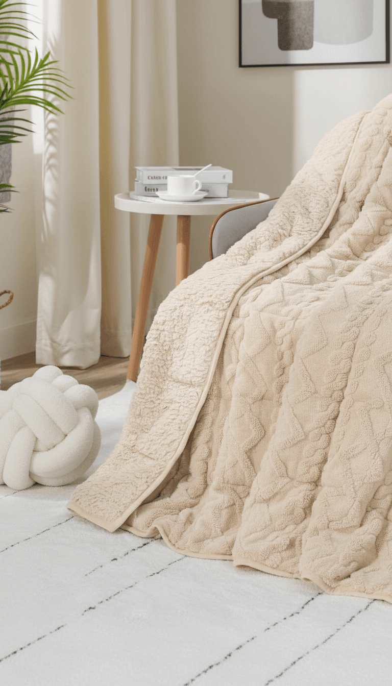 Drewin Luxury Jacquard Sherpa Weighted Blanket (15 lbs)