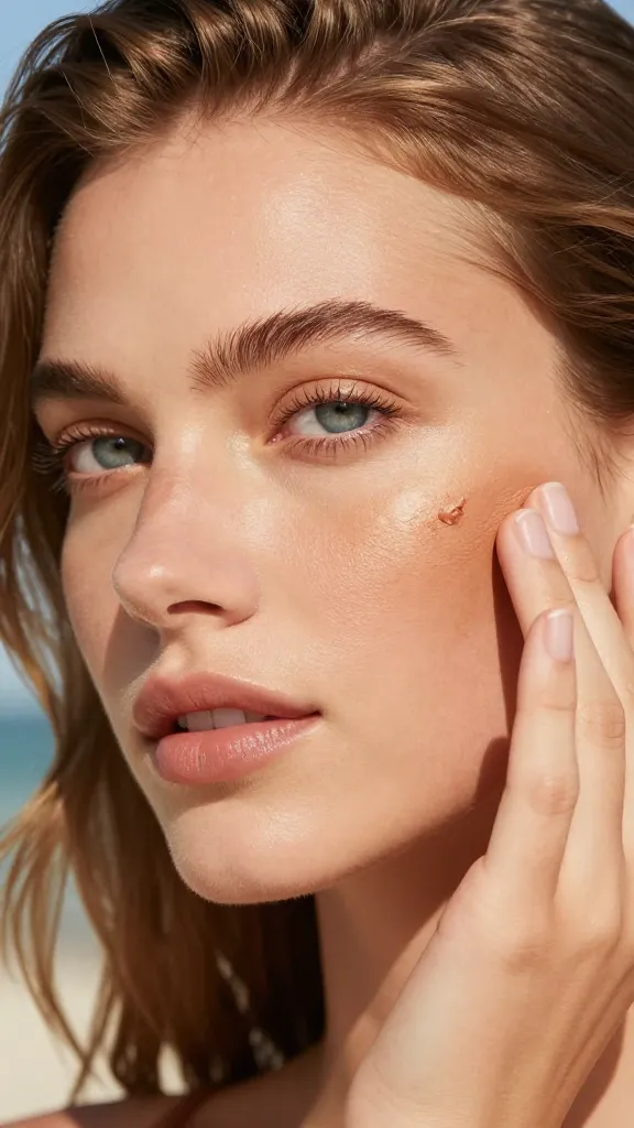 Closeup of lightweight moisturizer with SPF on bare skin