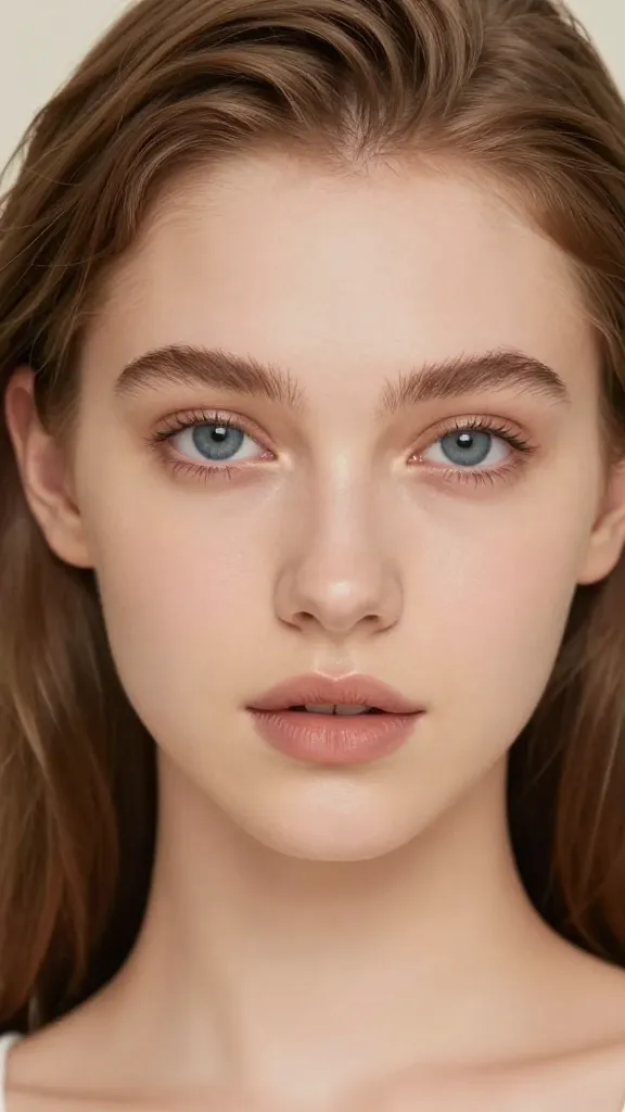 Closeup of glossy lips with subtle sheen, skin glow backdrop