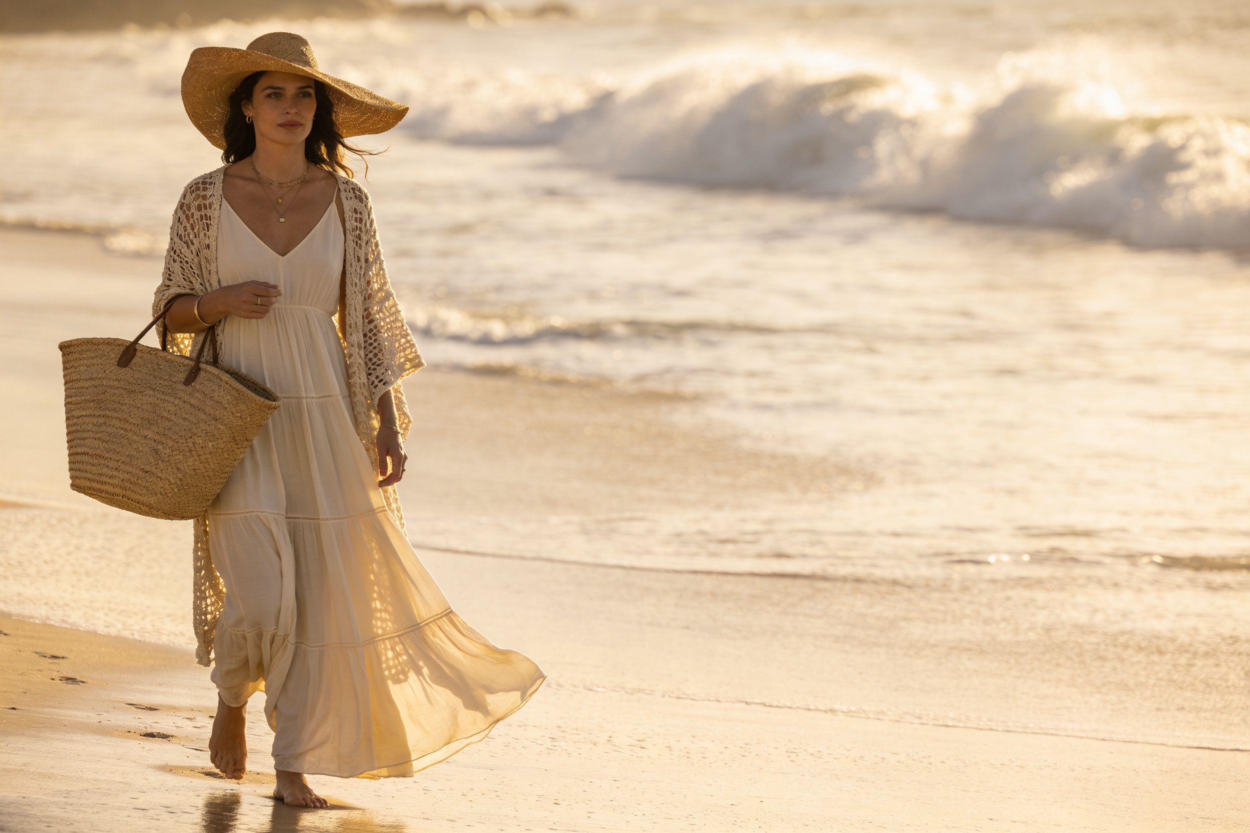 Breezy Boho Beach Outfit Ideas with Flowy Maxi Dresses, Crochet Coverups, Straw Hats, Woven Sandals, and Oversized Totes for Relaxed Coastal Vacations Bonanza