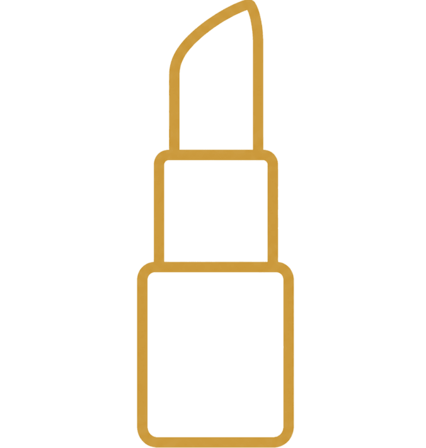 Chic Lipstick Art: Sleek, modern gold outline of lipstick with angled tip on crisp white&mdash;ideal for beauty inspiration. Save this idea so you can come back to it later.