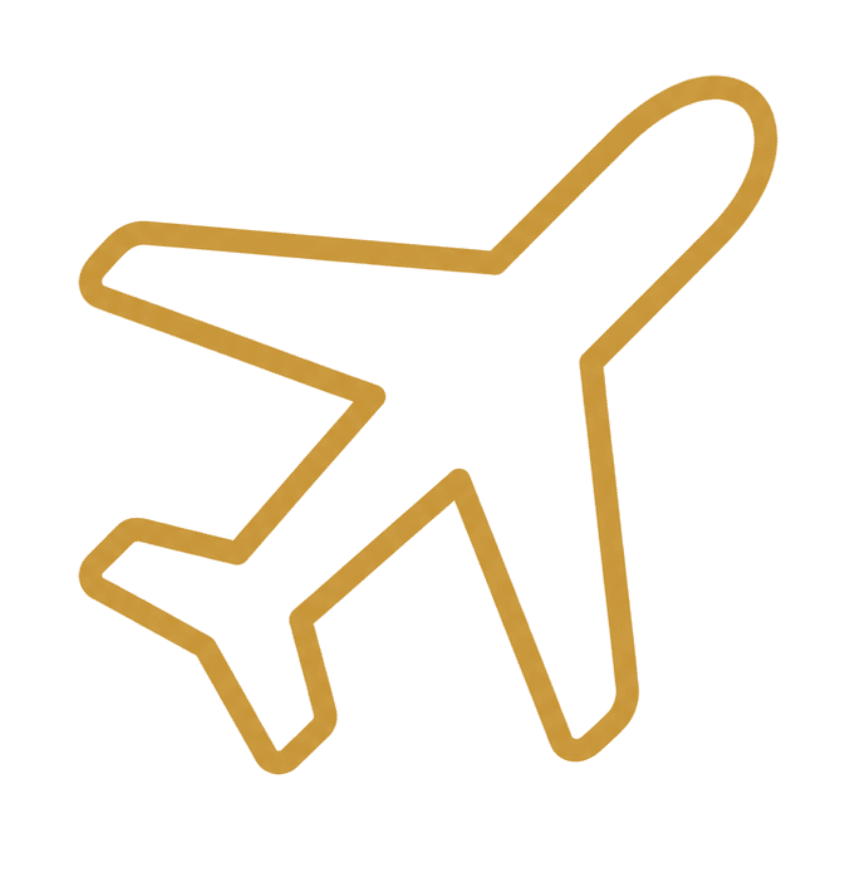 Golden Jet Chic: Sleek, luxurious airplane outline on crisp white&mdash;minimalist travel decor perfect for modern spaces. Save this idea so you can come back to it later.