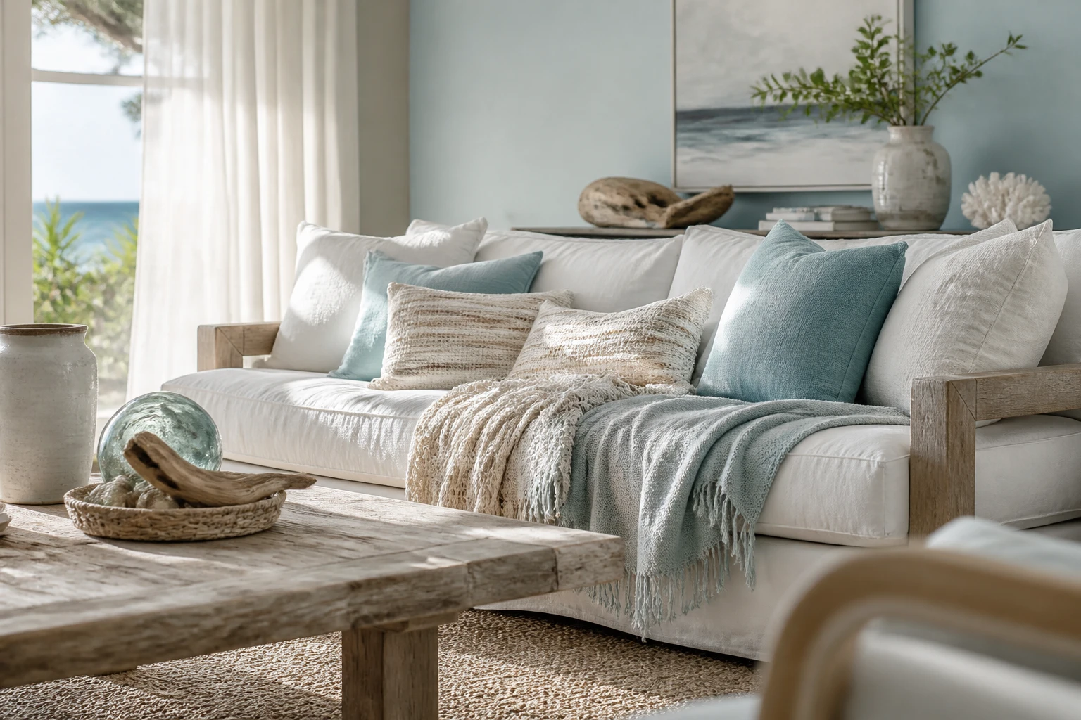 How to Style Throw Blankets and Pillows Like a Designer: Quick Chic Guide. Inviting home decor styling scene with soft pillows, throw blankets, plants, and warm neutral accents
